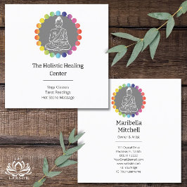Tarjeta De Visita Cuadrada Buddha Chakras Lluvia Espiritual Metafísico Yoga