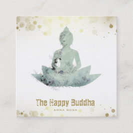 Tarjeta De Visita Cuadrada *~* Buddha QR Floral SAGE Lotus AP33