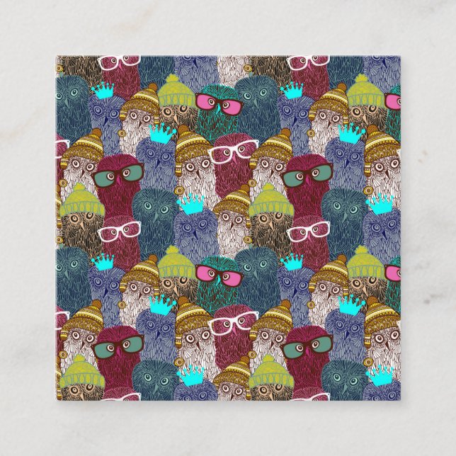 Tarjeta De Visita Cuadrada Búho en la corona (Anverso)