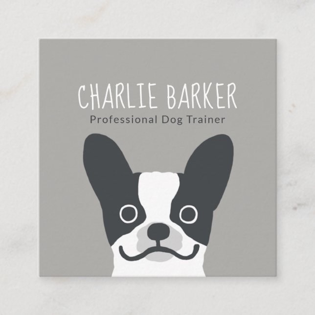 Tarjeta De Visita Cuadrada Bulldog francés | Perro Cute | Cuidado de las masc (Anverso)