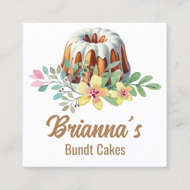 Tarjeta De Visita Cuadrada Bundt Cake Bakery (Anverso)
