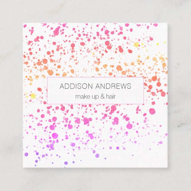 Tarjeta De Visita Cuadrada Bunte Kleckse Friseur Makeup Artist (Anverso)