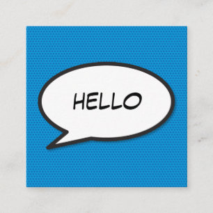 Tarjeta De Visita Cuadrada Burbuja de texto divertida HELLO de cómic retro