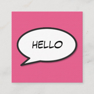 Tarjeta De Visita Cuadrada Burbuja de texto divertida HELLO de cómic retro