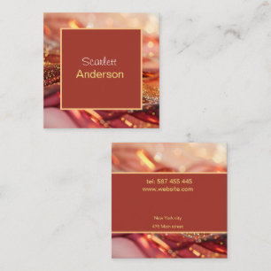 Tarjeta De Visita Cuadrada burdeos de mármol líquido con oro, abstracto \