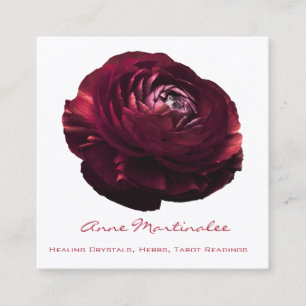 Tarjeta De Visita Cuadrada Burgandy Pink Flower Square Business Card