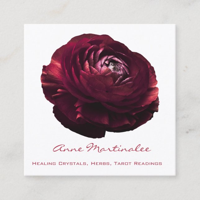 Tarjeta De Visita Cuadrada Burgandy Pink Flower Square Business Card (Anverso)