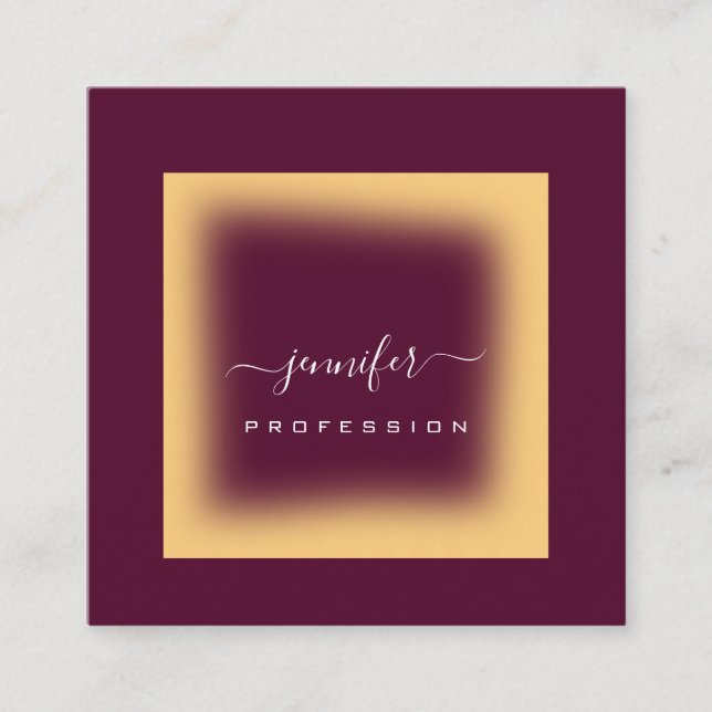 Tarjeta De Visita Cuadrada Burgundy Mustard. Artista de maquillaje Medios Soc (Anverso)