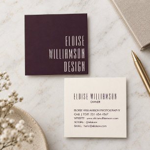 Tarjeta De Visita Cuadrada Burgundy Plum Modern Creative Branding Cuadrado