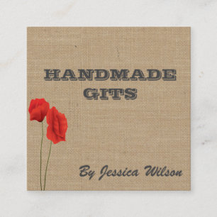 Tarjeta De Visita Cuadrada Burlap elegante moda adormidera flor regalos hecho