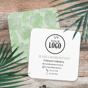 Tarjeta De Visita Cuadrada Buscar para conectar   Hojas de palma con logotipo