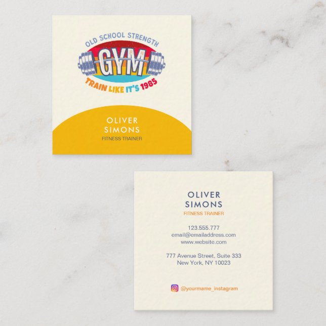 Tarjeta De Visita Cuadrada Business Card for Fitness trainer (Anverso / Reverso)