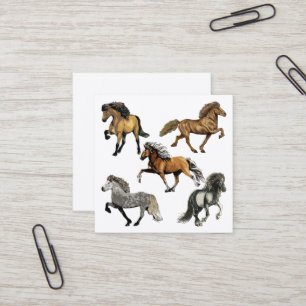 Tarjeta De Visita Cuadrada Caballos islandeses en marcha