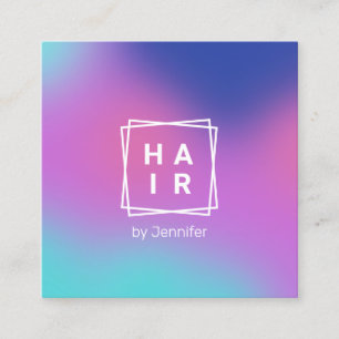 Tarjeta De Visita Cuadrada Cabello holográfico moderno y elegante en gradien