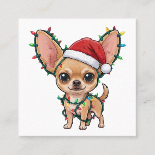Tarjeta De Visita Cuadrada Cachorro Chihuahua Adorable con un Suéter Navideño