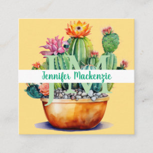 Tarjeta De Visita Cuadrada Cactus de Suculentas del País Occidental