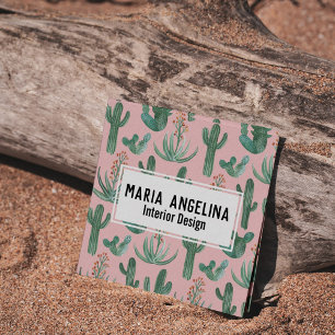 Tarjeta De Visita Cuadrada Cactus del desierto y suculentos acuarela Girly Cu