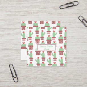 Tarjeta De Visita Cuadrada Cactus Succulent Cacti Pattern Florismo Jardín