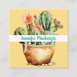 Tarjeta De Visita Cuadrada Cactus Suculento del País Occidental