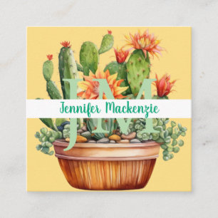 Tarjeta De Visita Cuadrada Cactus Suculento del País Occidental