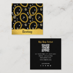 Tarjeta De Visita Cuadrada Cadena de enlace cubano de oro de música rap Hip H
