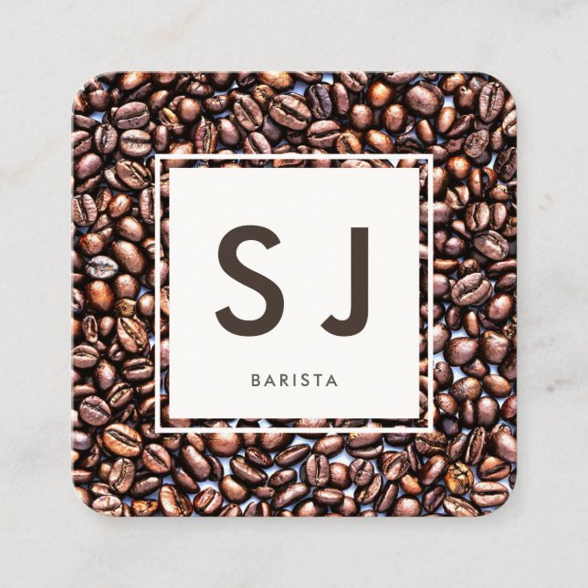 Tarjeta De Visita Cuadrada Café Barista (Anverso)