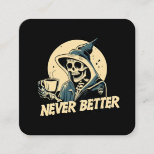 Tarjeta De Visita Cuadrada Café Esqueleto Halloween