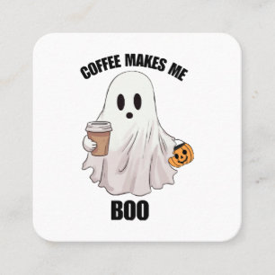 Tarjeta De Visita Cuadrada Café Fantasma Halloween Divertido 