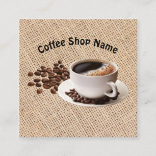 Tarjeta De Visita Cuadrada Café Granos de Café de Arpillera