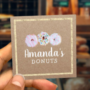 Tarjeta De Visita Cuadrada Café hecho a mano Kraft rústico de la panadería de