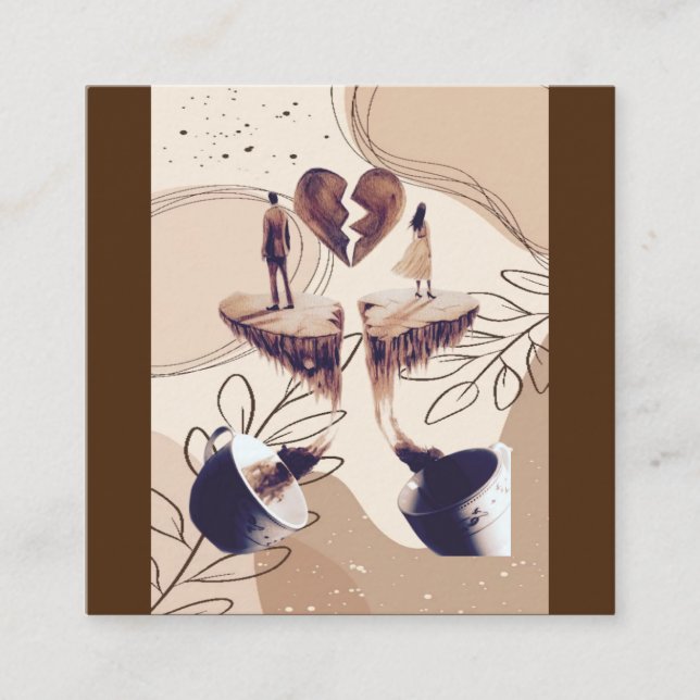 Tarjeta De Visita Cuadrada Café, todo lo que necesitamos es café, hojas de ca (Anverso)