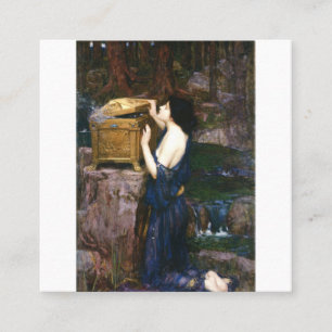 Tarjeta De Visita Cuadrada Caja de Pandora - John William Waterhouse