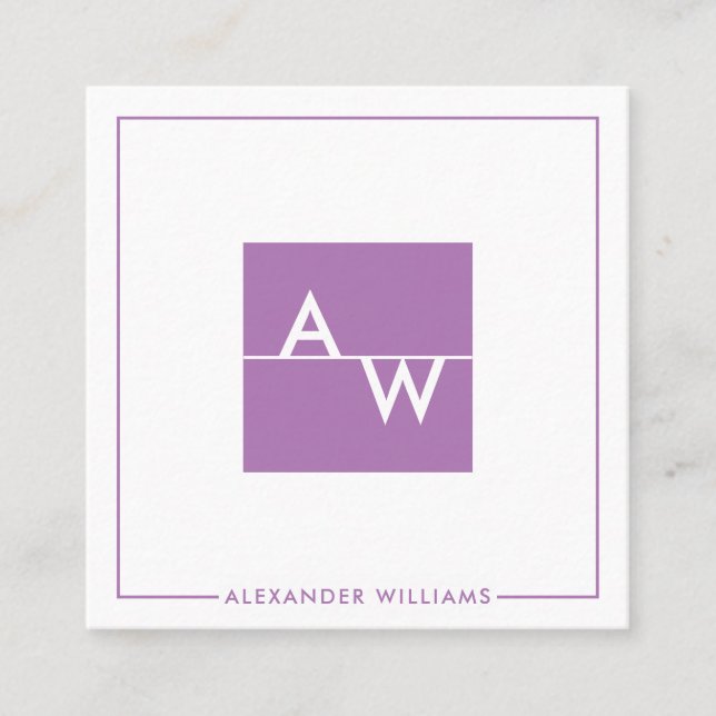 Tarjeta De Visita Cuadrada Caja monogramada formal (Anverso)