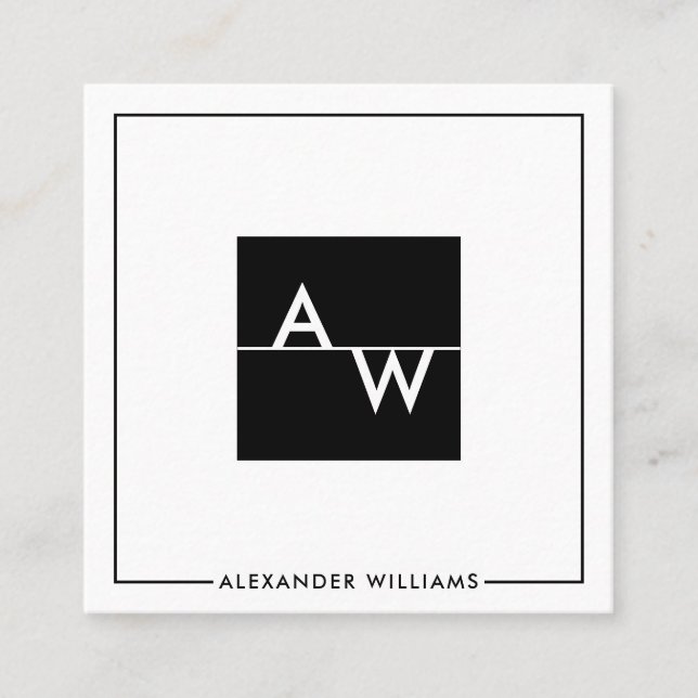 Tarjeta De Visita Cuadrada Caja monogramada formal (Anverso)