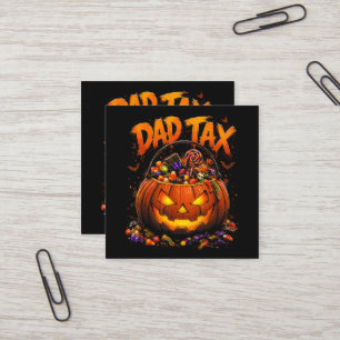 Tarjeta De Visita Cuadrada Calabaza de Halloween Impuesto del Papá Divertido