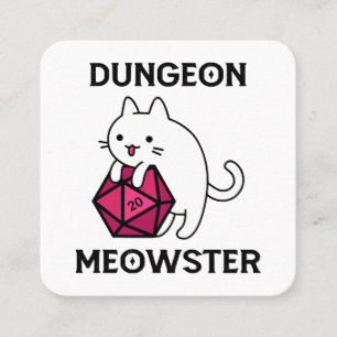 Tarjeta De Visita Cuadrada Calabozo Meowster Gato Divertido
