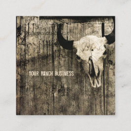 Tarjeta De Visita Cuadrada Calavera de toro occidental Vieja Sepia Brown Rust