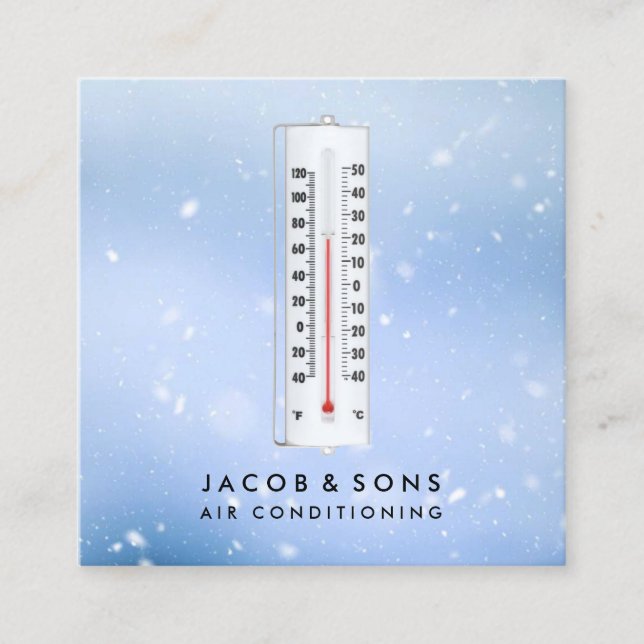 Tarjeta De Visita Cuadrada Calefacción Ventilación Aire Acondicionado HVAC (Anverso)