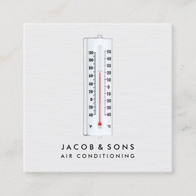 Tarjeta De Visita Cuadrada Calefacción Ventilación Aire Acondicionado HVAC (Anverso)