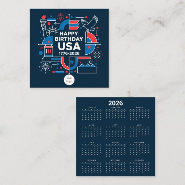Tarjeta De Visita Cuadrada Calendario 250° aniversario de América (Anverso / Reverso)