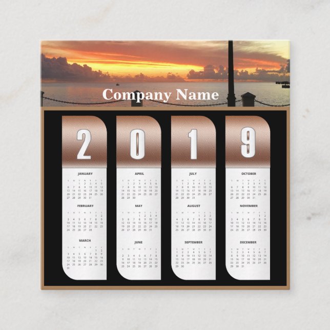 Tarjeta De Visita Cuadrada Calendario de fotos personalizado de 2019 (Anverso)