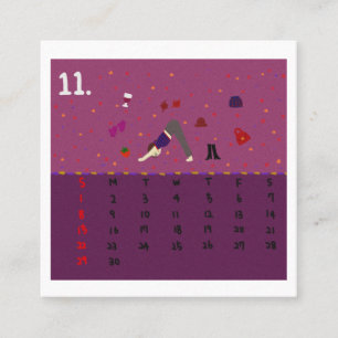Tarjeta De Visita Cuadrada Calendario de posturas de yoga de dibujos animados