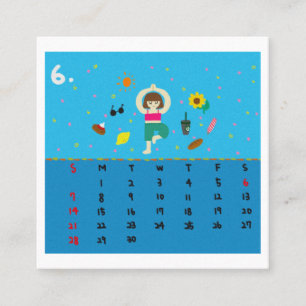 Tarjeta De Visita Cuadrada Calendario de posturas de yoga de dibujos animados