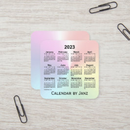 Tarjeta De Visita Cuadrada Calendario de verano arcoiris 2023, de Janz