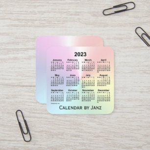 Tarjeta De Visita Cuadrada Calendario de verano arcoiris 2023, de Janz