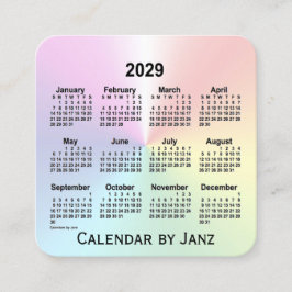 Tarjeta De Visita Cuadrada Calendario de verano arcoiris 2029, de Janz