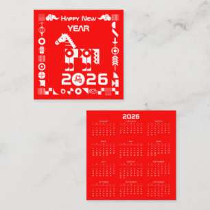 Tarjeta De Visita Cuadrada Calendario Feliz Año Nuevo 2026