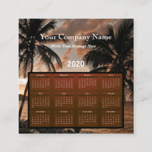 Tarjeta De Visita Cuadrada Calendario tropical de empresas de 2020
