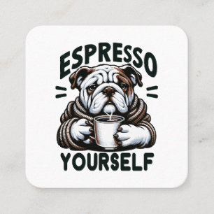 Tarjeta De Visita Cuadrada Cálido Bulldog Espresso - Café acogedor