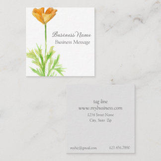 Tarjeta De Visita Cuadrada California Poppy Naranja Flower Business